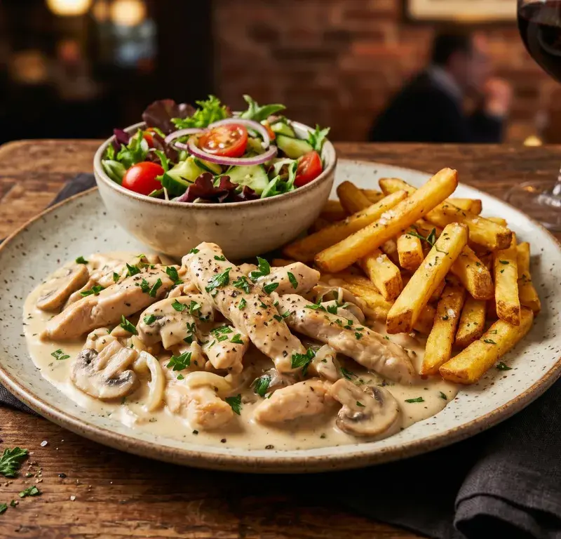 Poulet oder Kalbgeschnetzeltes Teller